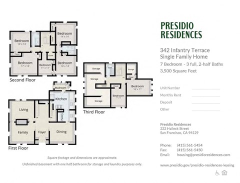 Floor plan for 7 beds, 3.5 baths, 3500 sqft